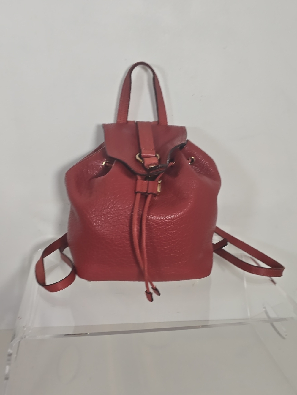 A BELUCCI Red Genuine leather made in Italy backpack